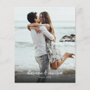 Sage Green Photo QR Code Budget Wedding Invitation Flyer