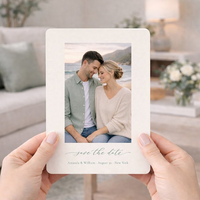 Sage Green Photo Save the Date Invitation (Creator Uploaded)
