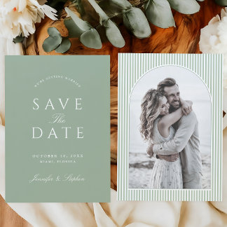 Sage Green Photo Save The Date Invitation