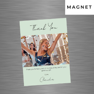 Sage green photo thank you magnet card