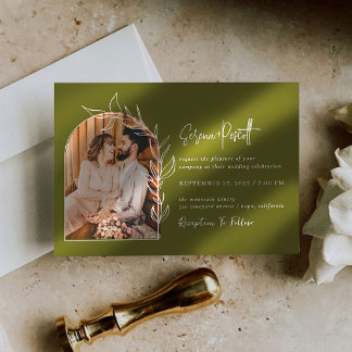 Sage Green Photo Wedding Invitation