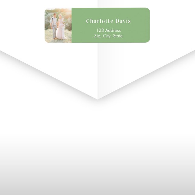 Sage green photo wedding return address  return address label (Creator Uploaded)