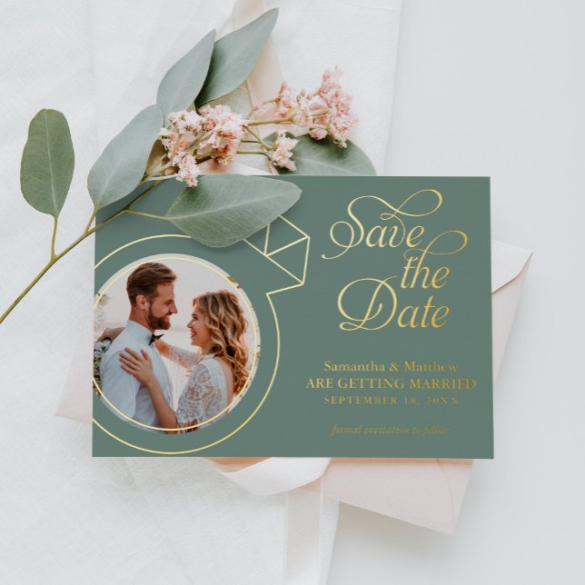 Sage Green Photo Wedding Save The Date (Creator Uploaded)