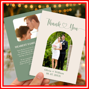 Sage Green Photo Wedding Thank You Card