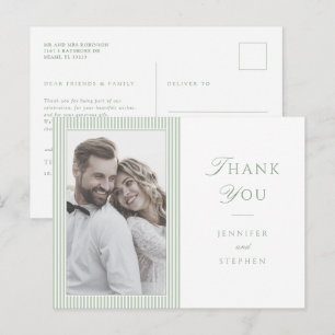 Sage Green Photo Wedding Thank You Postcard