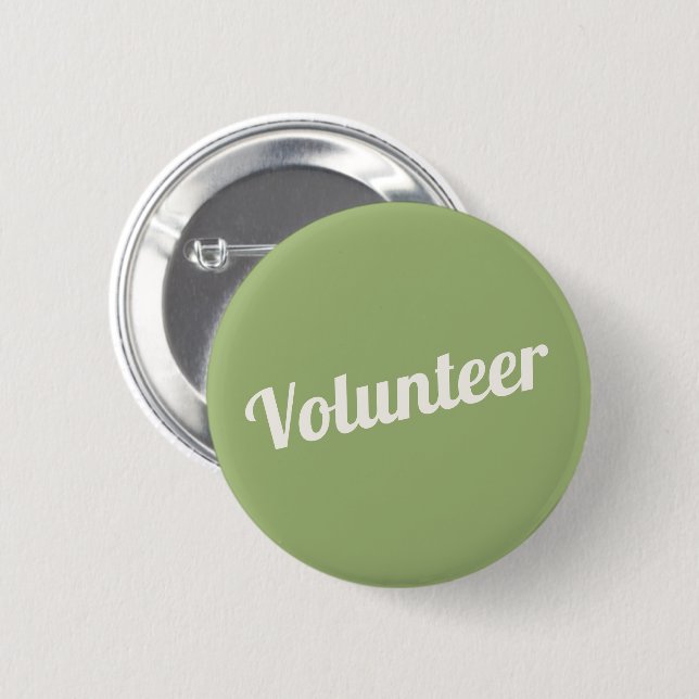 Sage Green Pin-back Volunteer Buttons (Front & Back)