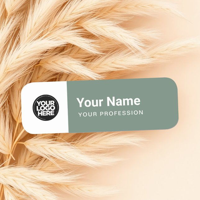 Sage Green Pin Name Tag or Magnetic with Logo (Creator Uploaded)