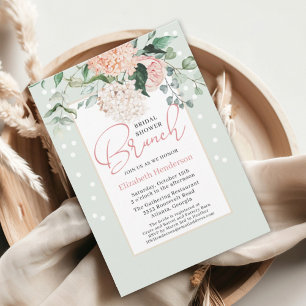 Sage Green Pink Floral Bridal Shower Brunch Invitation