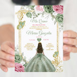 Sage Green Pink Mis Quince 15 Anos Crown Invitation<br><div class="desc">Quinceañera Sage Green Pink Gold Crown Invitation
Mis Quince 15 Anos,  16th Birthday, </div>