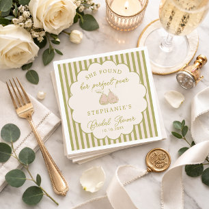Sage Green Pink Preppy Perfect Pear Bridal Shower  Napkin
