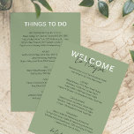 Sage Green Places to Eat and Things to Do Card<br><div class="desc">Sage Green Welcome to Wedding Weekend Card with Recommended Places to Eat and Things to Do.
Design features an elegant modern style text layout. To make advanced changes,  please select "Click to customise further" option under Personalise this template.</div>