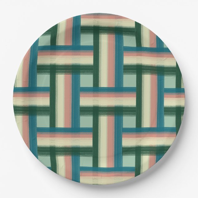 Sage Green Plaid  Paper Plate (Front)
