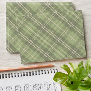 Sage Green Plaid Pattern Envelope