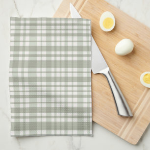 Sage green plaid - soft neutral plaid tea towel