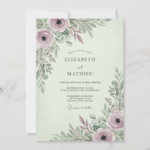 Sage Green Poetic Spring Wedding Invitation