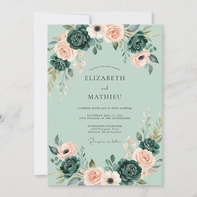 Sage Green Polished Romantic Wedding Invitation (Front)