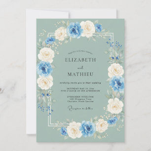Sage Green Polished Spring Wedding Invitation
