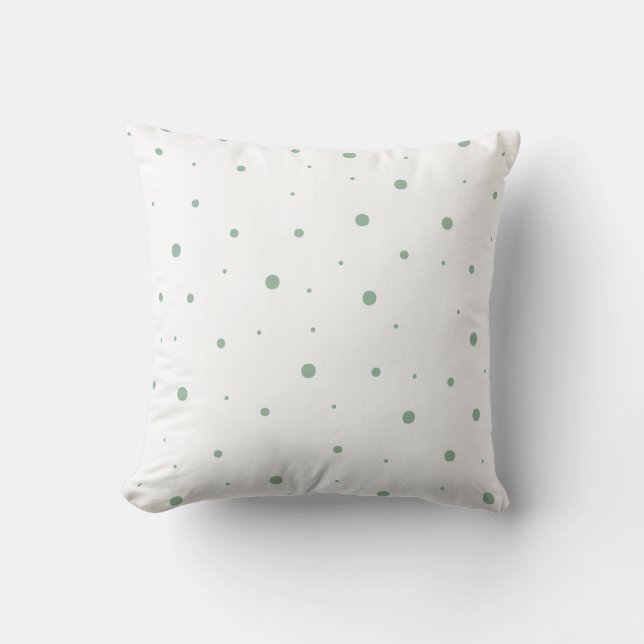 Sage Green Polka Dot  Cushion (Front)