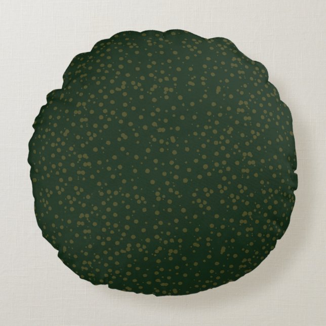 Sage Green Polka Dots Modern Pattern Round Cushion (Front)