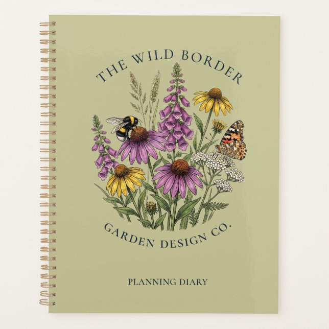 Sage Green Pollinator Garden Undated Diary Planner (Front)