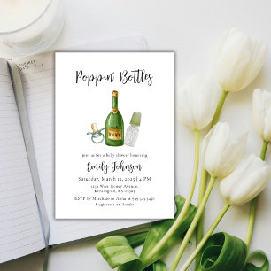 Sage Green Poppin Bottles Champagne Baby Shower  Invitation
