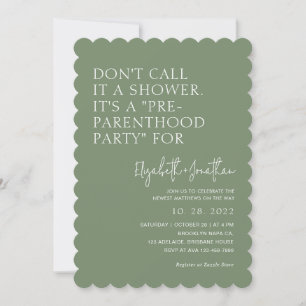 Sage Green Pre - Parenthood Party Baby Shower Invitation