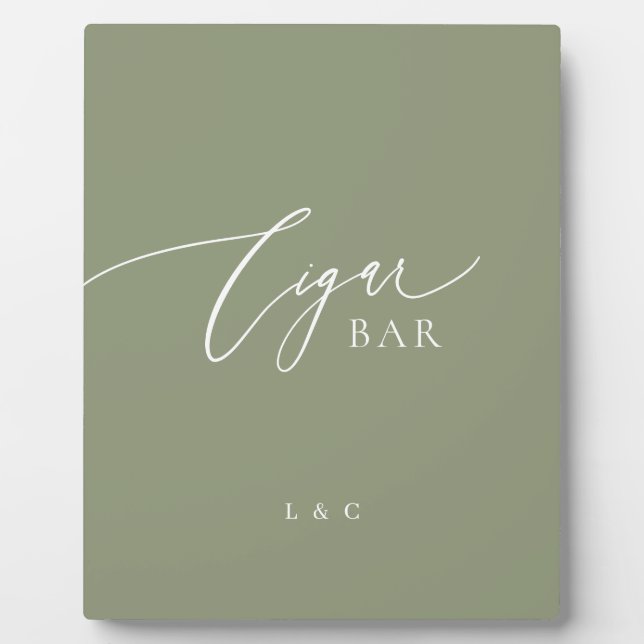Sage Green Premium Wedding Cigar Bar Sign Plaque (Front)