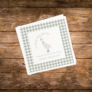 Sage Green Preppy Silly Little Goose Baby Shower Napkin