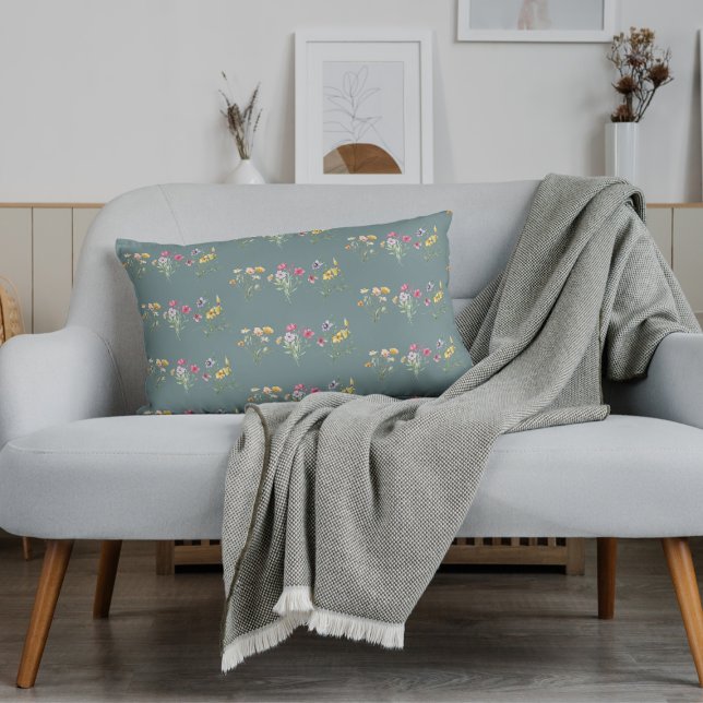 Sage Green Pretty Floral Throw Pillow (Creator Uploaded)