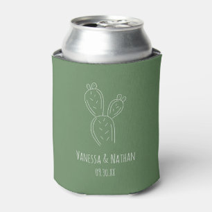 Sage Green Prickly Pear Cactus Wedding Favour Can Cooler