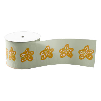 Sage Green Princess Golden Flowers Birthday Grosgrain Ribbon