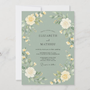 Sage Green Pristine Spring Wedding Invitation