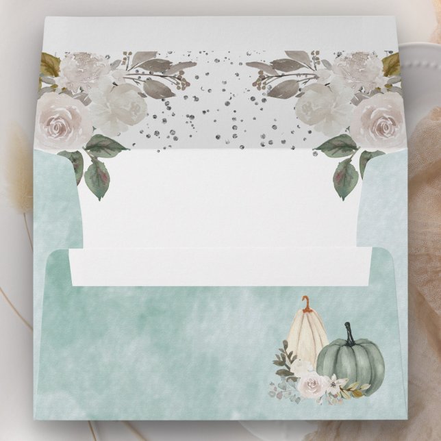 Sage Green Pumpkin Floral Fall Envelope (Creator Uploaded)