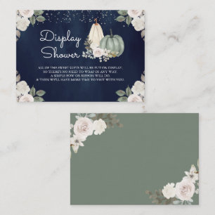 Sage Green Pumpkin Floral Fall Navy Display Shower Enclosure Card