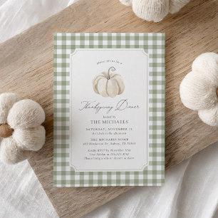 Sage Green Pumpkin Thanksgiving Dinner Invitation