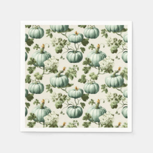 Sage Green Pumpkins & Autumn Florals Napkin