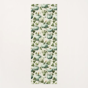 Sage Green Pumpkins & Autumn Florals Yoga Mat