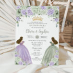 Sage Green Purple Floral Twin Girls Quinceañera  Invitation<br><div class="desc">Our enchanting sage green and purple floral twin girls quinceañera invitation captures the essence of elegance and grace. Delicate sage green and purple florals adorn the border, framing the centerpiece: two elegant young women, each radiant in their sage green and purple ball gowns. This invitation exudes timeless beauty, perfectly capturing...</div>