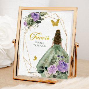 Sage Green Purple Quinceañera Favours Sign