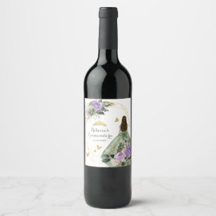 Sage Green Purple Quinceañera Wine Label