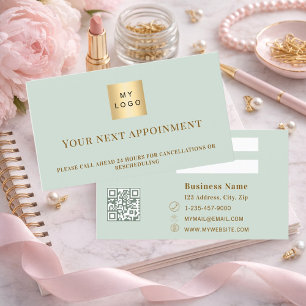 Sage green QR business logo appointment card