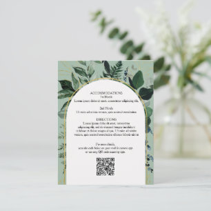 Sage Green QR code Botanical wedding details card