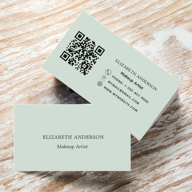 Sage green qr code business card (Creator Uploaded)