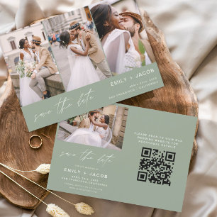 Sage Green QR Code Modern Save the Date 4 Photo