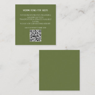 Sage Green QR Code Modern Wedding Details Minimal Enclosure Card