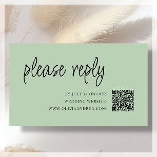 Sage Green   QR Code   Wedding RSVP Enclosure Card