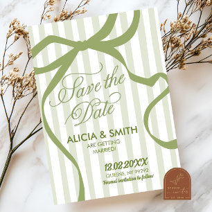 Sage Green Quirky Stripes Wedding Invitation