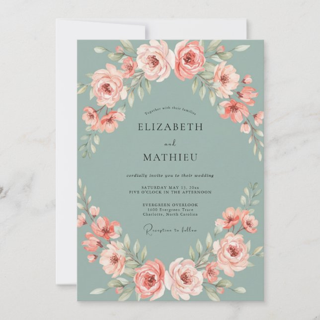 Sage Green Radiant Spring Wedding Invitation (Front)