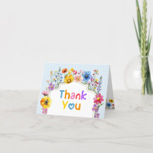 Sage Green Rainbow Wildflower Baby in Bloom  Thank You Card