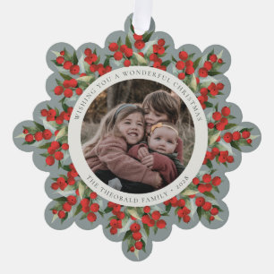 Sage Green Red Berries+Greenery Christmas Paper Tree Decoration Card